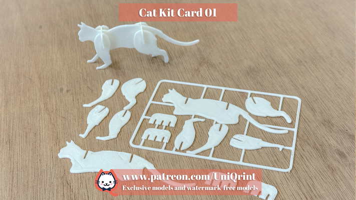 cat kit card 01 game kitcard puzzle miniature ornament decoration diy gift accessory toy cute 3d print model - Mito3D