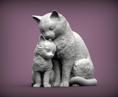 gato gatito 3d impresión modelo animal mamífero salvaje mascota naturaleza escultura estatuilla recuerdo presente Arte esculturas 3d print model - Mito3D