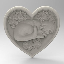 gato de amor art 3d modelo stl la rosa corazón navidad regalo animal kitty 3d print model - Mito3D