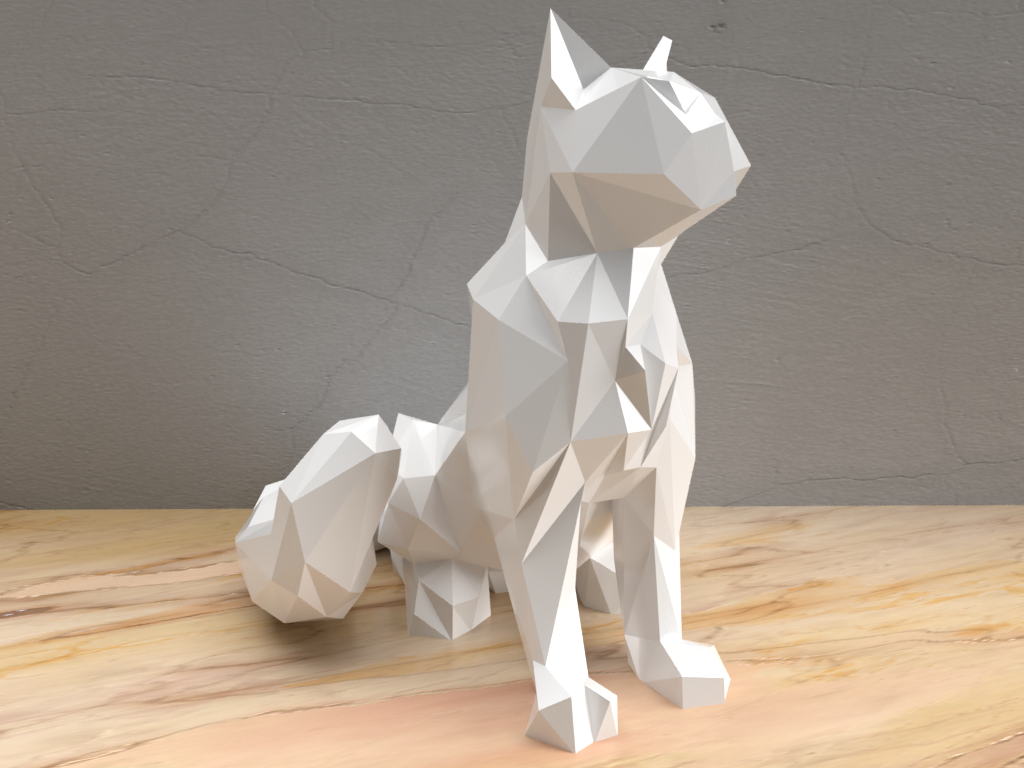 cat low poly sit 3D print model - Mito3D