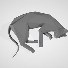 cat lowpoly animal mascot low poly dumiendo sleep 3d print model - Mito3D