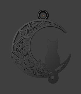 cat mandala flower moon earring keychain 3d print model - Mito3D