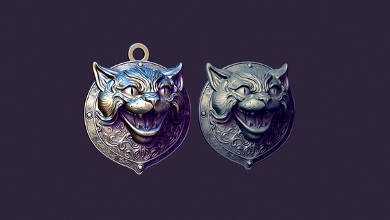 cat medallion Jewelry cat buckle medallion profile casting pendant coulomb pendent gold silver jewelry jewellery jewel necklace printable brooch kitten  3d print model - Mito3D