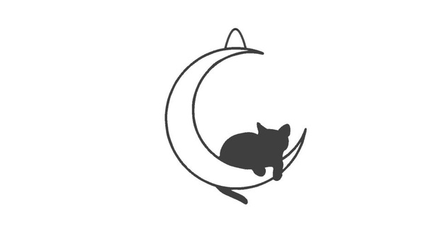 gatto Luna 2d arredamento interni design arte portachiavi emblema pendente logo accessorio orecchini gioielleria 3d print model - Mito3D