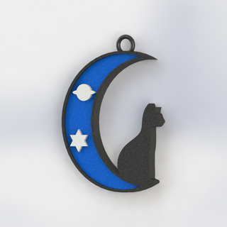 cat moon earring pending jewelry 3d print model - Mito3D