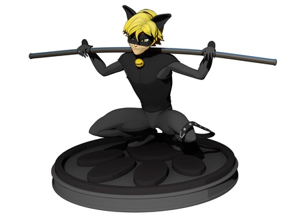 kedi noir Catnoir mucizevi aksiyon şekil oyuncak karikatür 3d print model - Mito3D