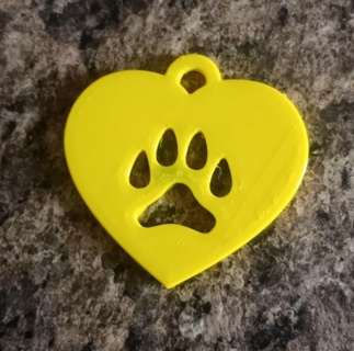 cat paw- heart keychain paw key chain pendant necklace pet rescue feline decoration auto automotive love valentines 3d print model - Mito3D