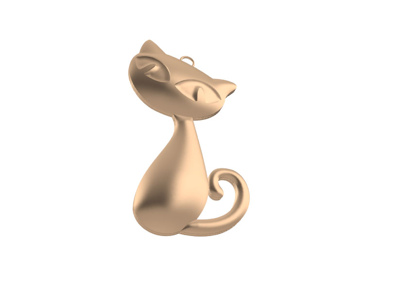 cat pendant keychains jewelry gold silver fashion 3D print model - Mito3D