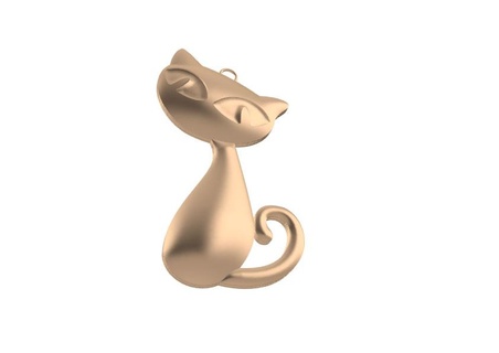chat pendentif porte clés bijoux or argent mode 3d print model - Mito3D