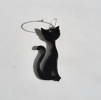 cat pendant keychain earrings key rings silhouette black halloween binding isaac leviathan leviatan nintendo jewel earring complement party gift fast print 3d print model - Mito3D