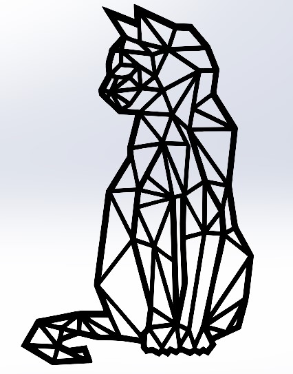cat polygon art wall geometric 3D print model - Mito3D