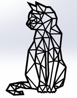 gato polígono Arte pared geométrico 3d print model - Mito3D