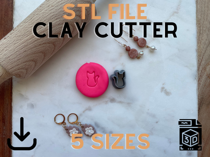 cat polymer clay stud cutter 5 sizes digital stl file 3d printing stamp minimalist jewelry earrings halloween skull 3d print model - Mito3D