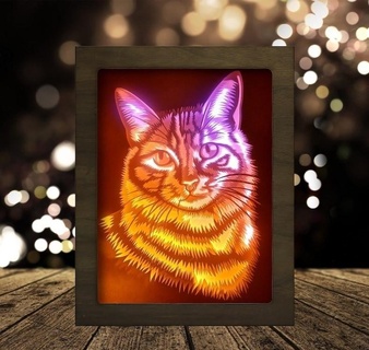 cat portraits head light box Home lamp lightbox 3d print model - Mito3D