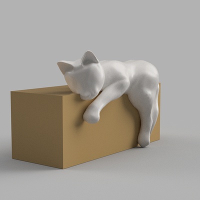 gatto pentola mensola sporgenza arredamento arte casa giardino impianti animali amore bellissimo decorazione 3d print model - Mito3D