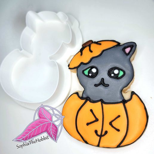 cat pumpkin cookie cutter halloween sophiathehobbit kitchen dining 3D print model - Mito3D