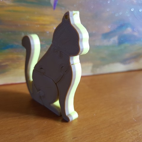 gatto puzzle portachiavi vari gioielli la decorazione art anello per chiavi animali savage gli selvatici chat gattino le jigsaw colore 3D print model - Mito3D