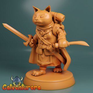Katze Ranger Fantasie Miniatur Charakter mittelalterlich Spiel Tischplatte Kriegsspiel Rollenspiel Schwert Ritter Tolkien Figuren 3dprint 3d print model - Mito3D