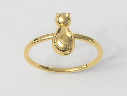 gato anel joalheria argolas ouro paulorani moda moderno prata imprimível diamante animal 3d print model - Mito3D