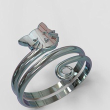 cat ring jewelry art metal animal color funny gift 3d print model - Mito3D