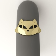 gatto squillare gioielleria sigillo gattino oro d'oro argento sterlina bianca rodio design moda stampabile 3d print model - Mito3D