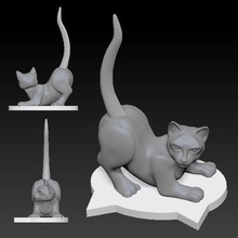cat ring holder jewelry animal gift ornament 3d print model - Mito3D