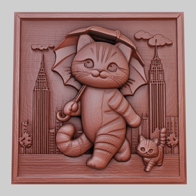 gato vagueia silenciosamente 3d impressora modelo animal obj stl arte 3dmodel escultura animais selvagens mamífero pássaro réptil predador herbívoro criatura marinha natureza imprimível alívio yeggi mito3d 3d print model - Mito3D