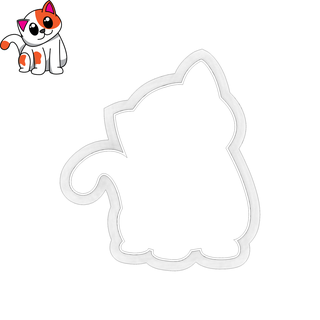 cat shaped cookie cutter cookies cake bakery 3d print model - Mito3D