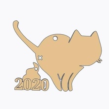 gato cagando Navidad ornamento 2020 árbol mierda presente regalo mascota 3d print model - Mito3D