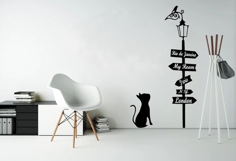 gato firmar 2d pared Arte deco hogar casa minimalista 3d print model - Mito3D