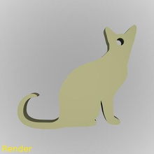 silueta de gato clave la cadena joyería llavero gadget fácil rápido animal 3d print model - Mito3D