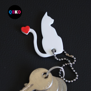 cat silhouette keychain print place love easy art keys kitty dog pets heart key 3d print model - Mito3D