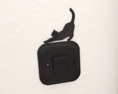 gato silhueta luz interruptor decoração parede pequeno fofa escritório montado animal 3d print model - Mito3D