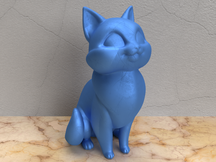 gatto sedersi figurina animale 3d print model - Mito3D