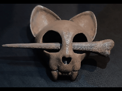 gato cráneo cabello acortar hueso gótico 3d print model - Mito3D
