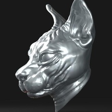 gato sphynx de la cabeza art los diseños juguete pescado impresión 3d escultura animal 3d print model - Mito3D