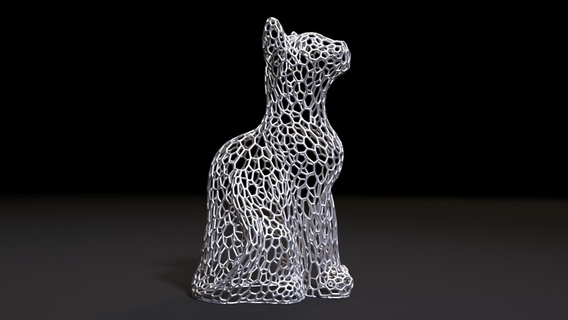 gatto statuetta vaso decorazione gattino Halloween arte casa figura wireframe voronoi arredamento lampada filo 3d print model - Mito3D