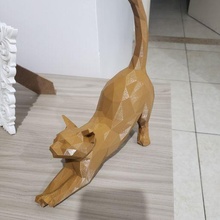 cat stretch poly animal lowpoly art decor sculpture 3d print model - Mito3D