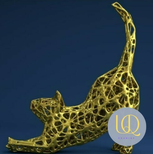 gato Voronoi único 3d topo vaso melhor Projeto presente decorcat esticam 3D print model - Mito3D