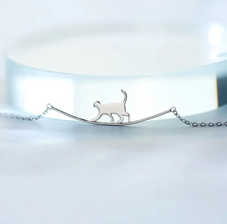cat walking line necklace cute pet kitten 3d print model - Mito3D