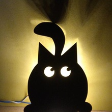 chat mur de la lumière maison animal led décor cat lampe ligh 3d print model - Mito3D