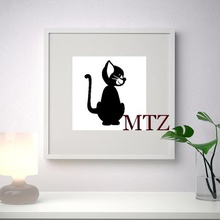 gatto scultura da parete in 2d art muro deco chat 3d print model - Mito3D