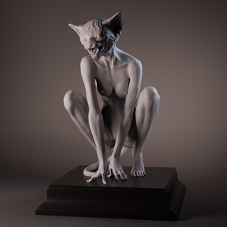 kedi Kadın yazdırılabilir heykelcik 3d print model - Mito3D