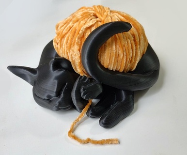 cat yarn holder art kitty sculpture figure statue bowl home decor decoration animal crochet knitting craft 3d print model - Mito3D