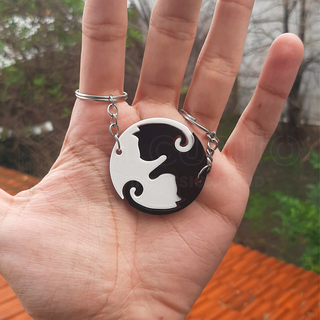 cat yin yang cats keychain key chain cute 3d print model - Mito3D