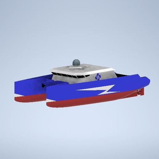 embarcación tipo catamarán varios barco de la nave modelo trimarán vehículo rescate offshore 3D print model - Mito3D