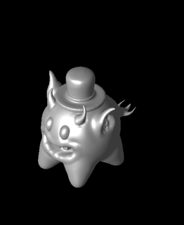 ballon chat diable chapeau art 3d print model - Mito3D