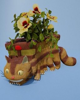 catbus fioriera fiorierexculti impianti vaso fiori pentola casa Casa fiore gatobus totoro vicino anime deco decorazione 3d print model - Mito3D