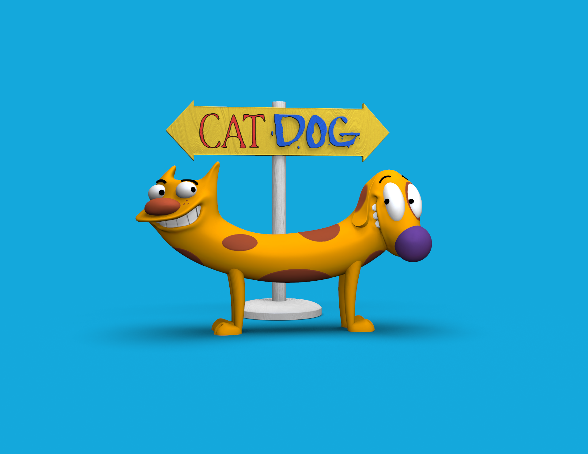 Katze Hund toon 90 Nickelodeon Karikatur 3D print model - Mito3D