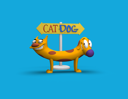 chat chien toon 90 nickelodéon caricature 3d print model - Mito3D